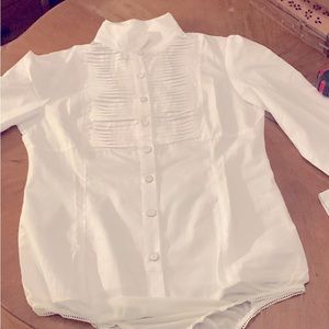 Custom-Tailored Fitted Tuxedo Bodysuit Shirt NWT